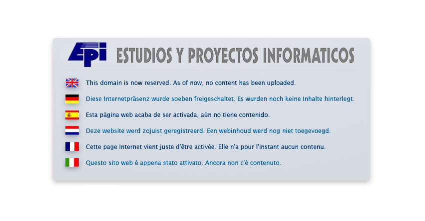 Esta p&aacute;gina web acaba de ser activada, a&uacute;n no tiene contenido.